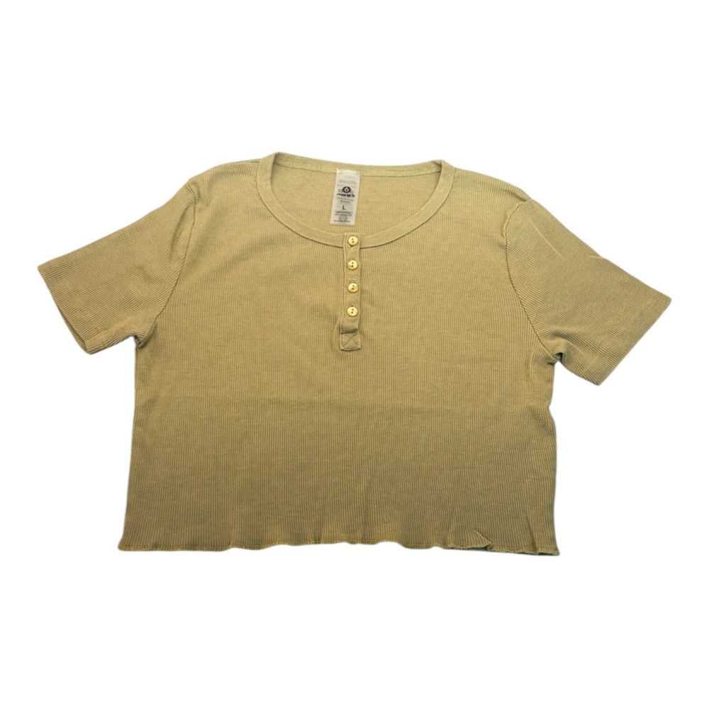 NWT Mono B Olive‎ Ribbed Crop Top Size Large